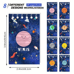 8-Pack Planets Solar System Mini Notebook for Students Space Party Favor