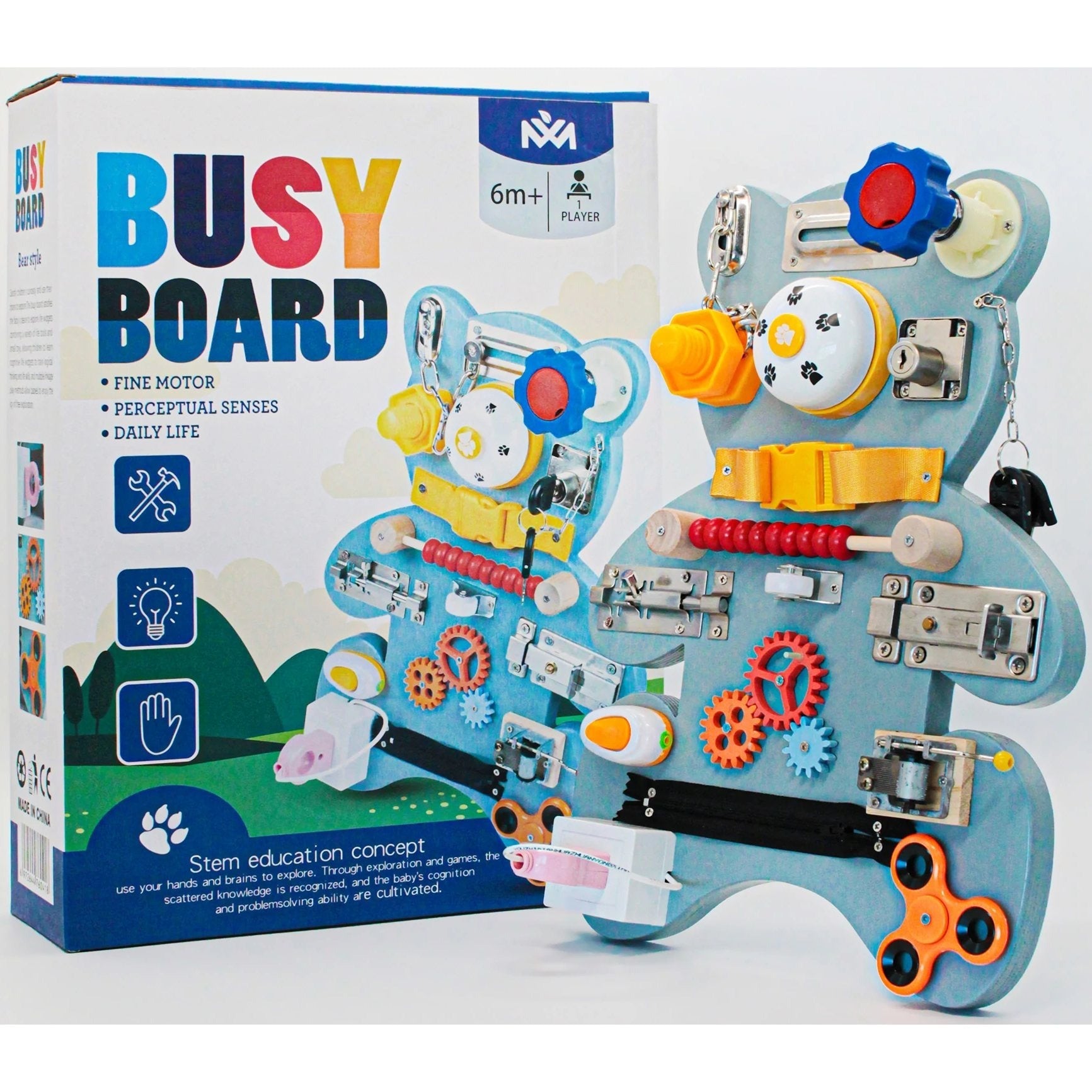 Busy Board Bear Toddler Sensory Toys Motor Skills Activities