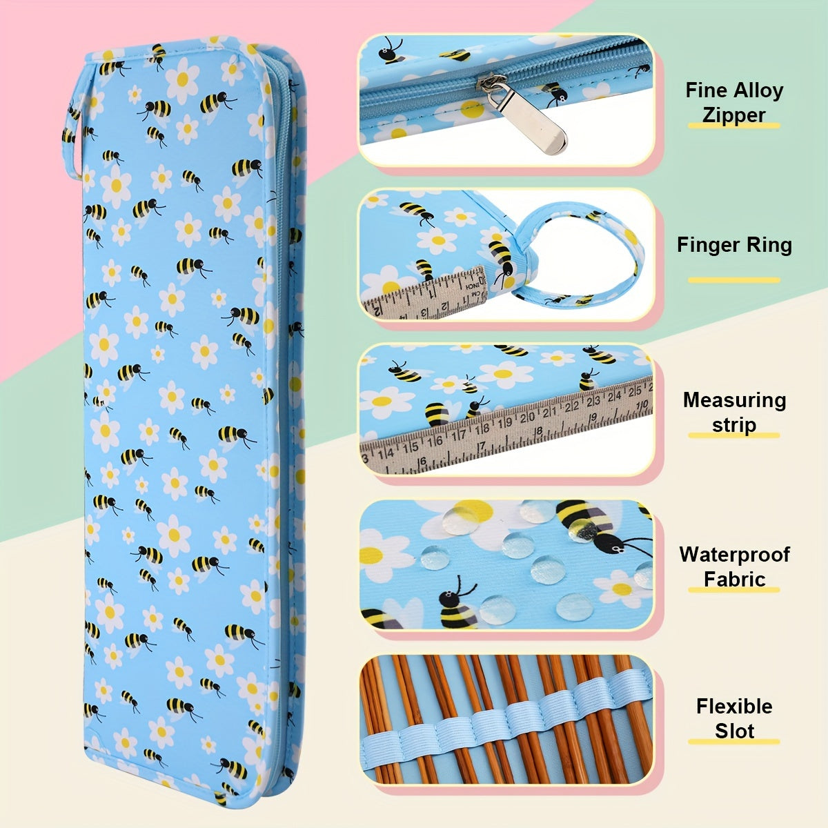 Waterproof Storage Bag for Crochet Needles and Yarn
