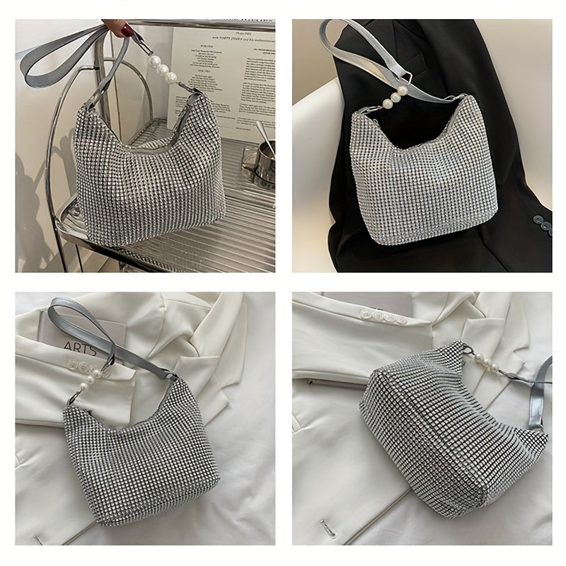 Rhinestone Crossbody Bag All Over Rhinestone Shoulder Bag Stylish Underarm Purse