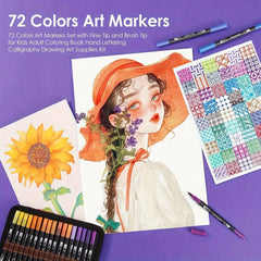 Artist Pen Set 72 Colors Dual Brush Art Markers
