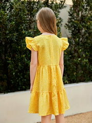 Girls Ruffle Sleeve Princess Dress For Summer Outdoor