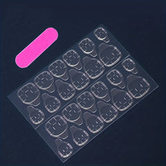 Pink Cloud Butterfly Press On Nails Set with Nail File & Jelly Glue