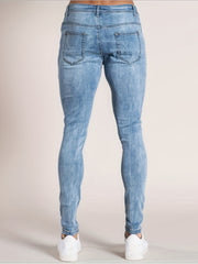 Men's Slim Fit Ripped Jeans Distressed Mid Stretch Denim Pants