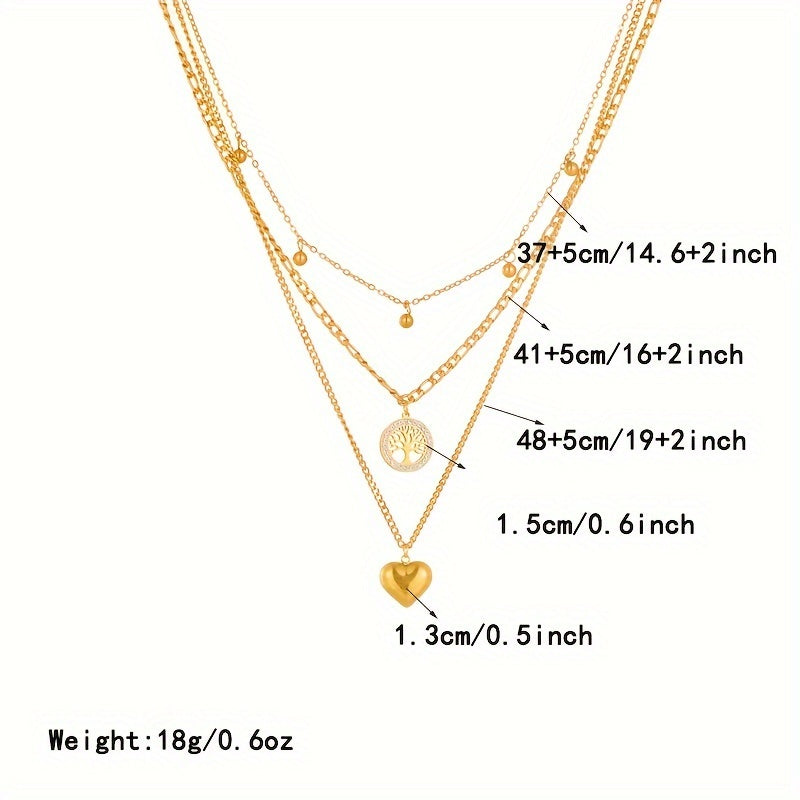 Stainless Steel Necklace Tree Heart Shape Pendant Jewelry