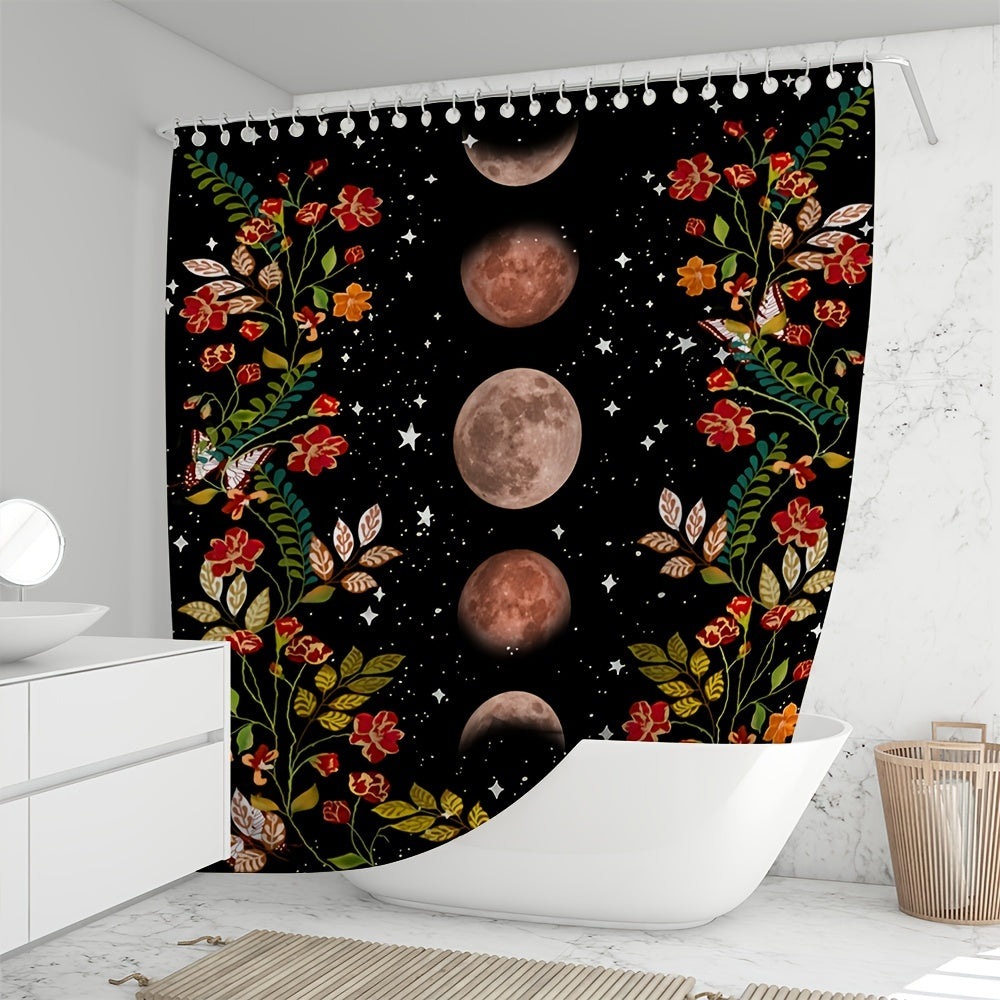 Tarot Moon Shower Curtain Set with 12 Hooks