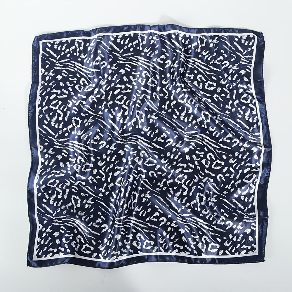 Small Square Satin Scarf Solid Graffiti Leopard Print Head Wrap Hair Accessories