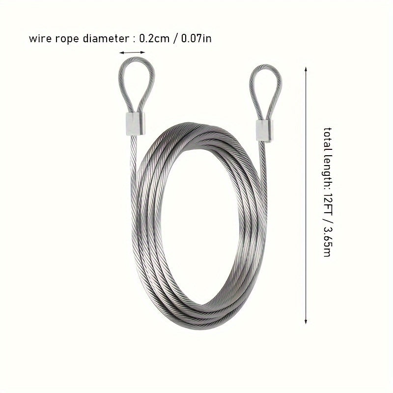 4pcs 12ft 2mm Stainless Steel Cable 7x7 Strands for Tent & Hanging