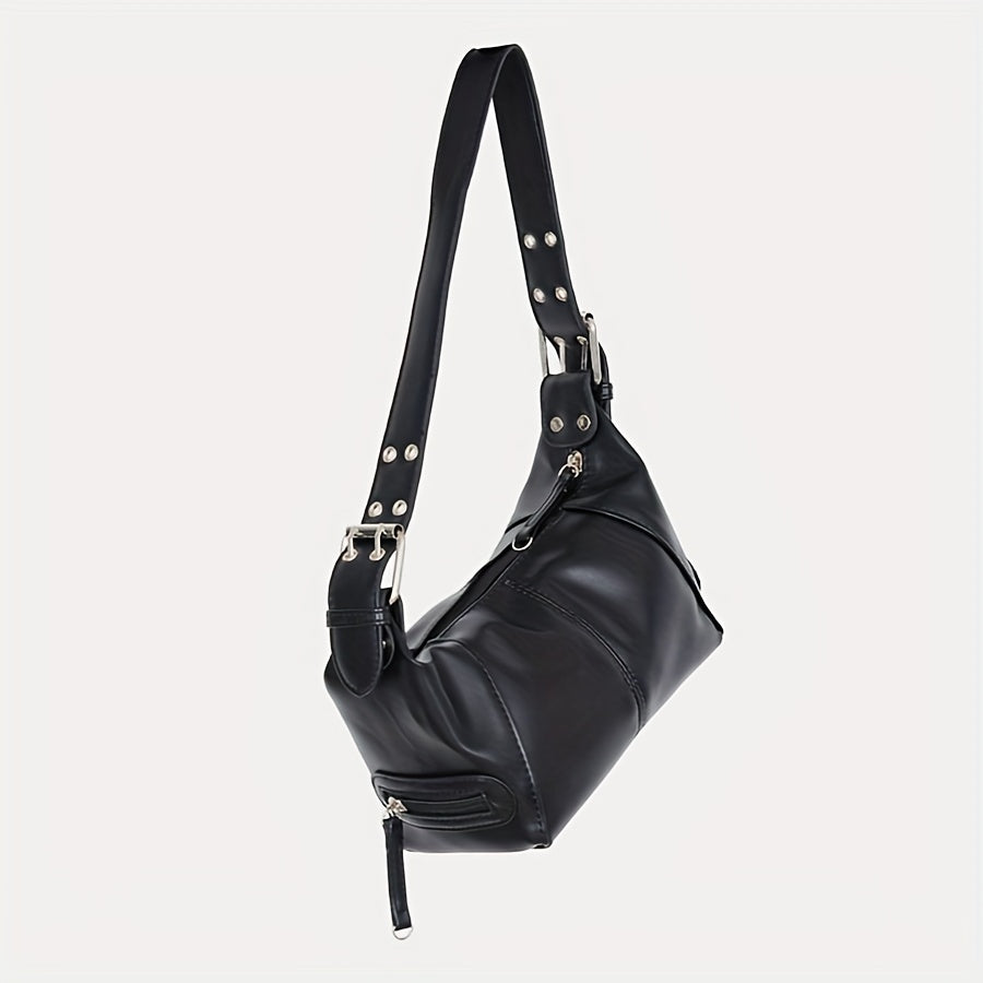 Solid Baguette Shoulder Bag All Match Zipper Bag