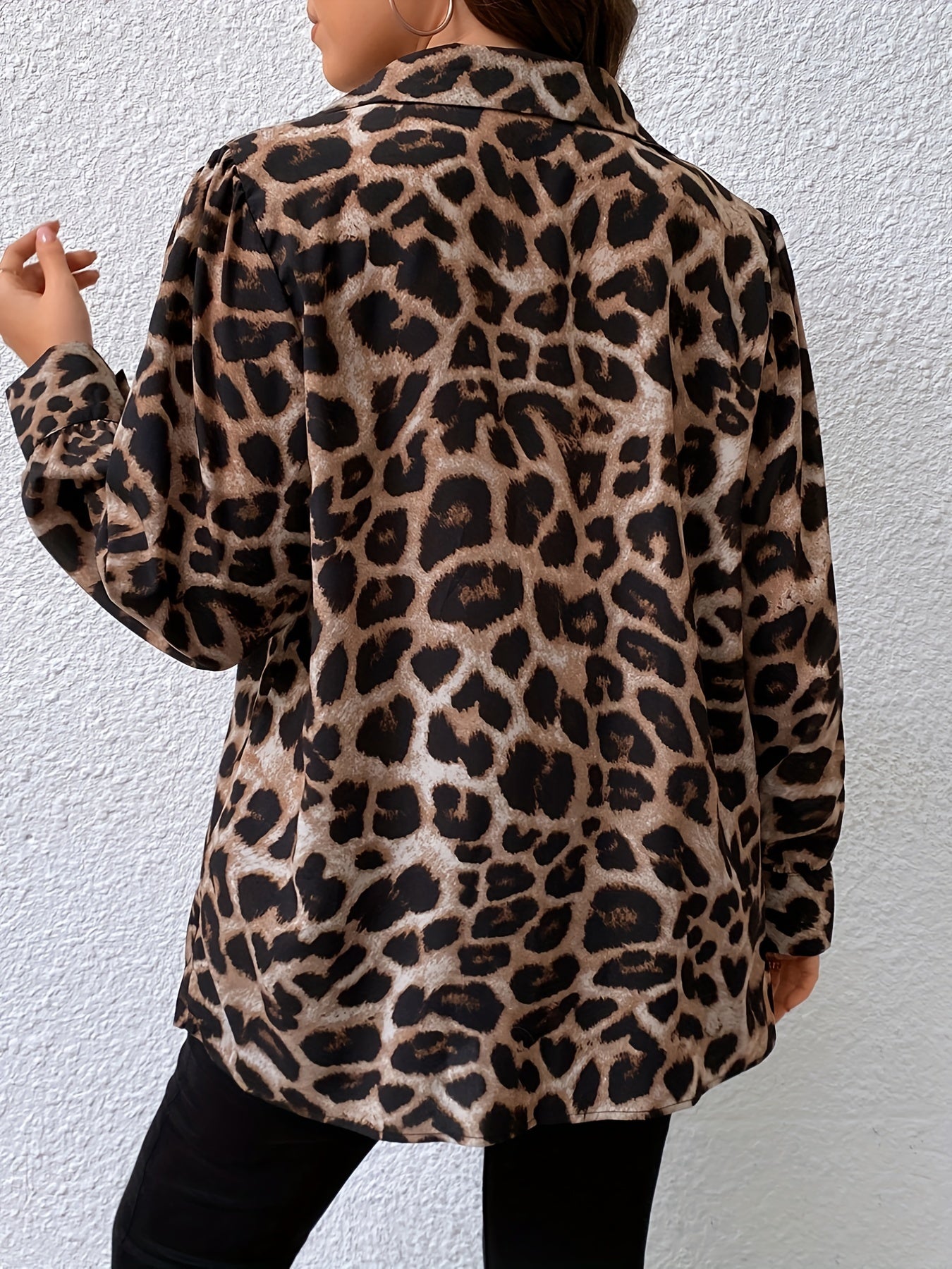  Leopard Print Button Up Shirt Top