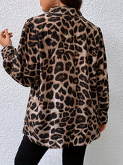  Leopard Print Button Up Shirt Top