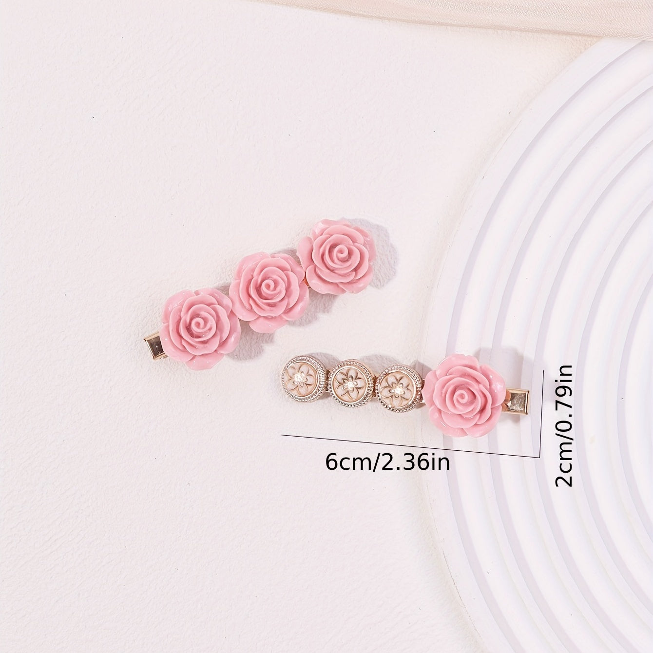 Pink Flower Hair Clip Sweet Duck Billed Clip For Bangs