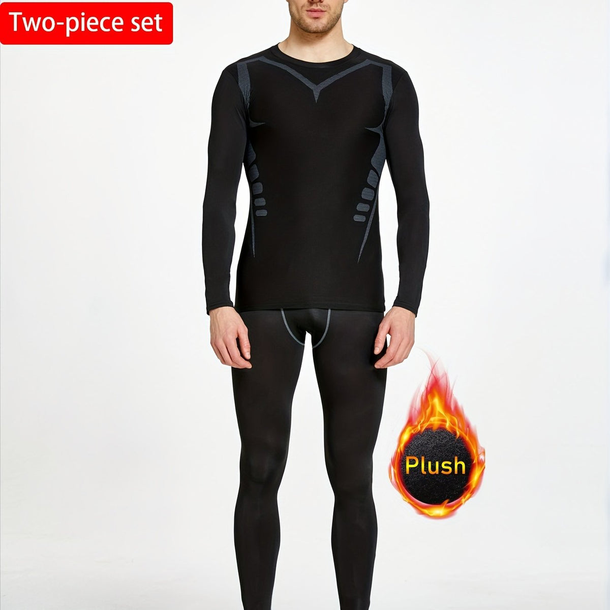 Men's Warm Fleece Athletic Tracksuit Skinny Fit Long Sleeve Jersey
