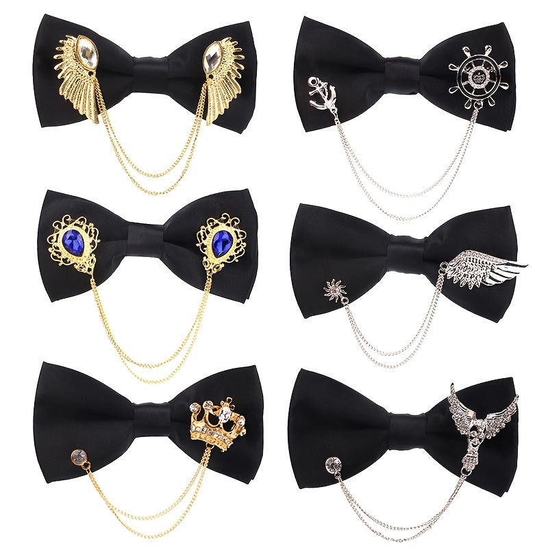 Metal Decor Bow Tie Uniform Bowtie Party Accessories For Women