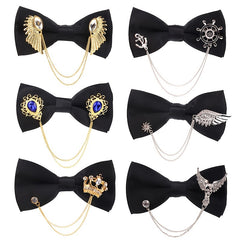 Men's Bowtie Metal Decoration Bow Tie Uniform Collar Adult Suit