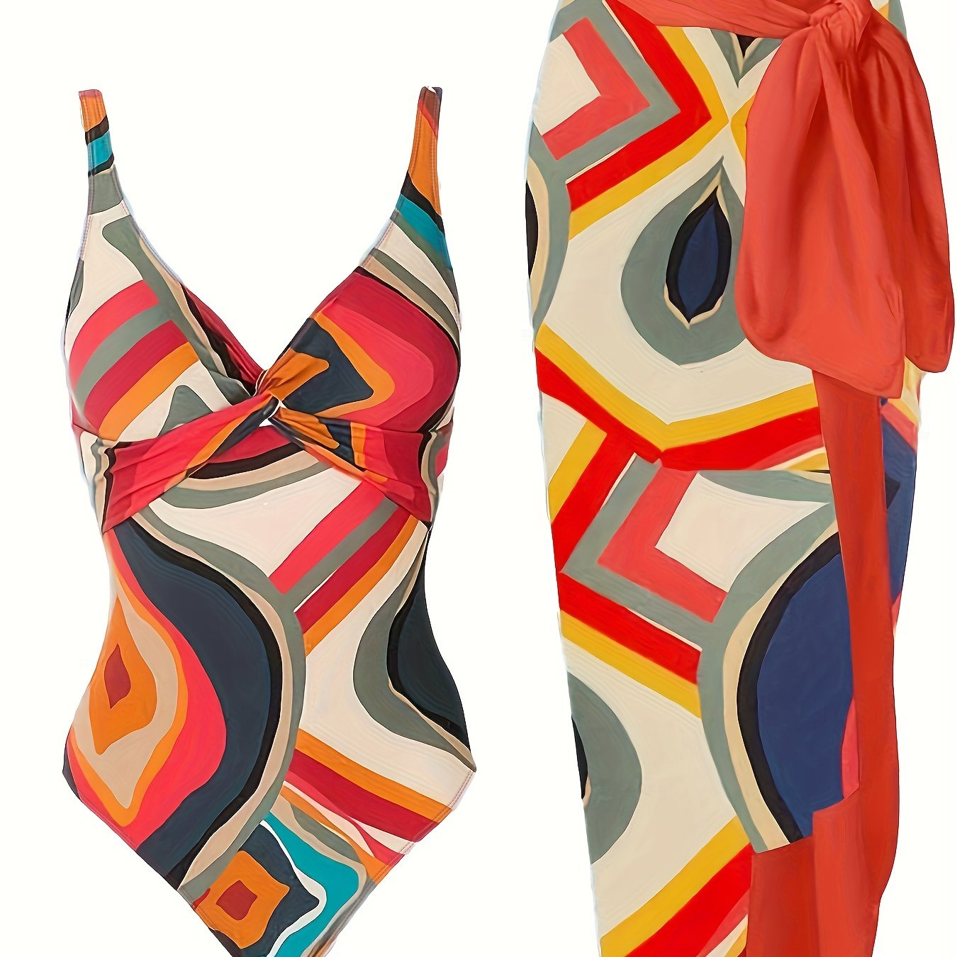  Women's Geo Print Tankini Set