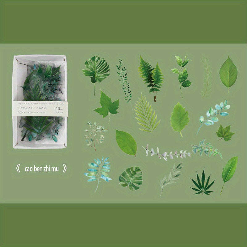40pcs Floral & Plant Washi Paper Stickers DIY Scrapbook Album Decoration