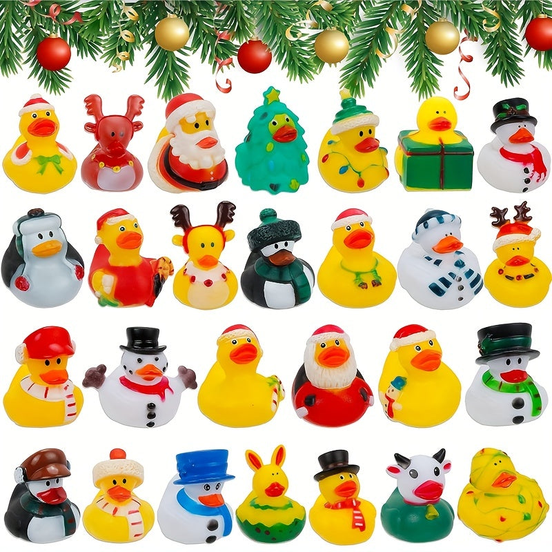 24pcs Christmas Advent Calendar Animals Toy Rubber Ducks Christmas Countdown