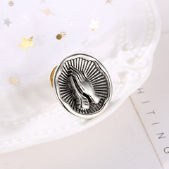 Vintage Mother Of God Prayer Hand Pin