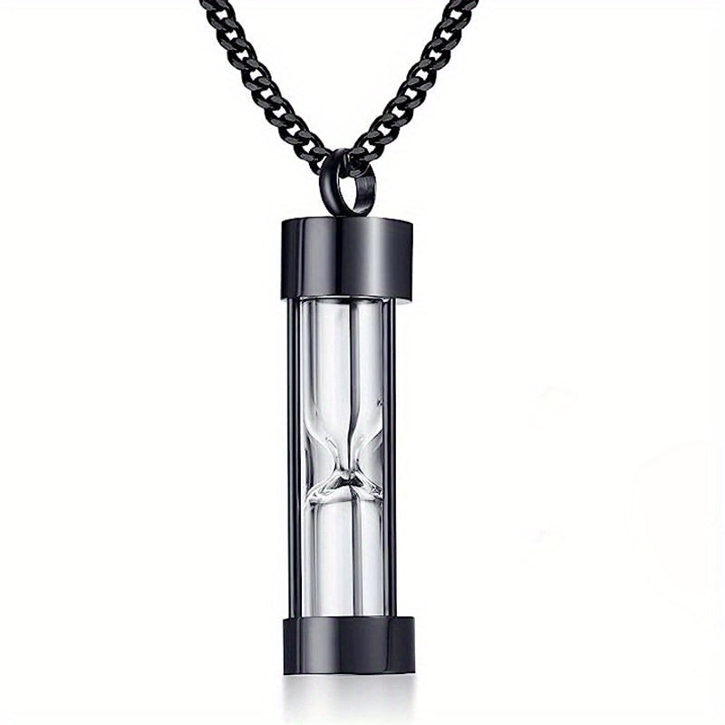 Stainless Steel Hourglass Cremation Necklace for Ashes