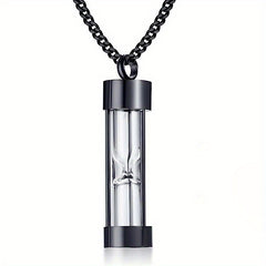Stainless Steel Hourglass Cremation Necklace for Ashes