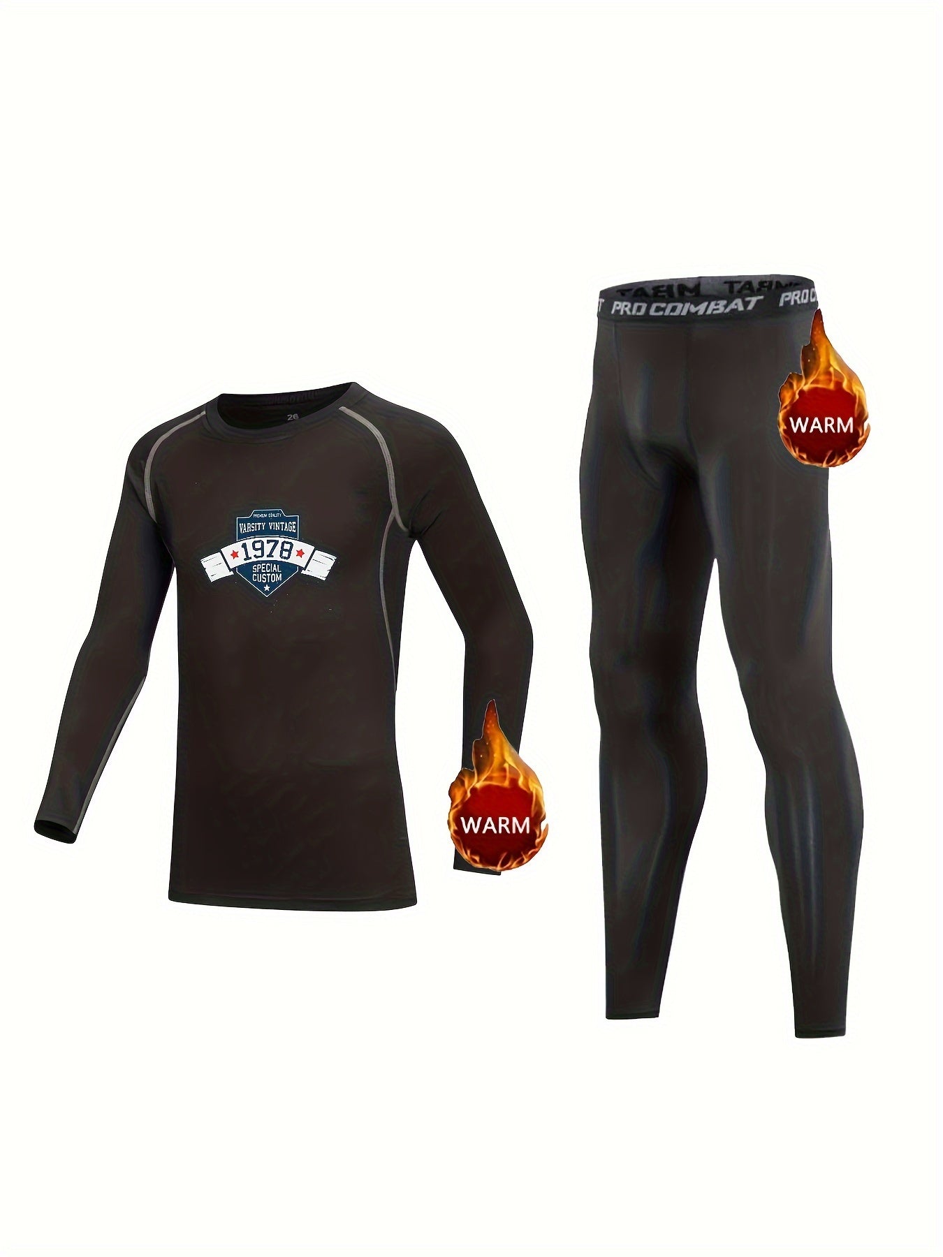 Kids Compression Fleece Sets Crew Neck Pullover & Pants