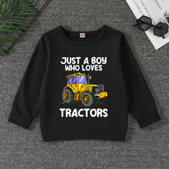 TRACTOR BOY Letter Print Boys Sweatshirt Long Sleeve Crew Neck Tops