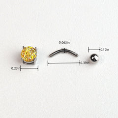 Stainless Steel Horseshoe Belly Button Ring with Zircon Inlay