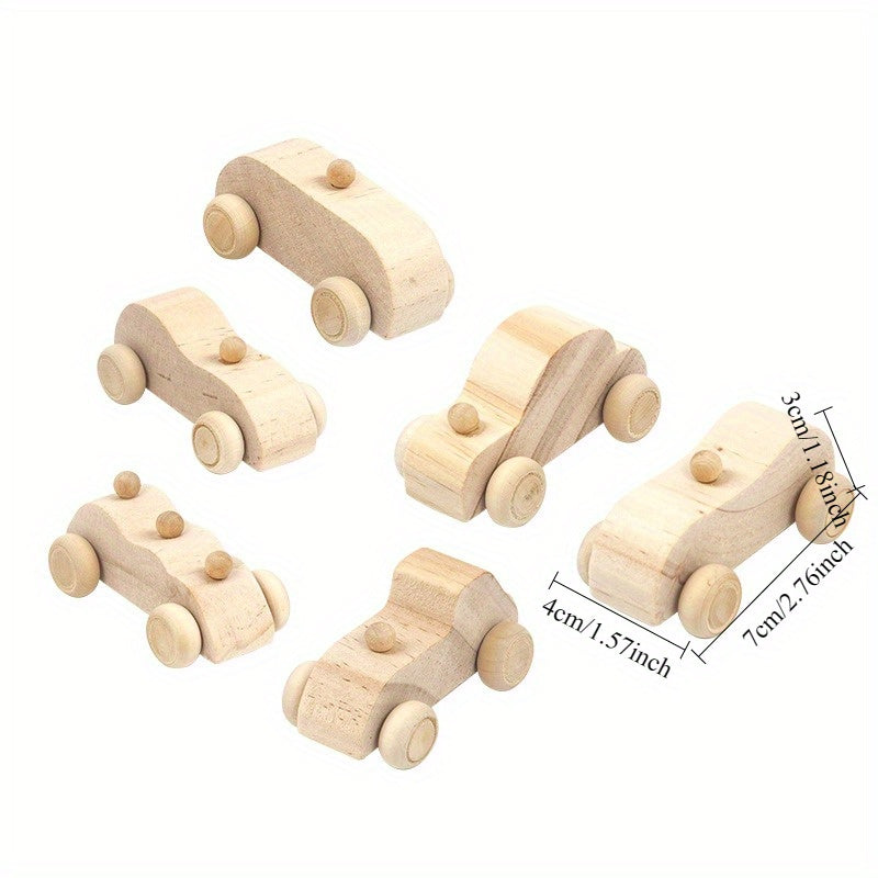 6pcs Wooden Car Truck DIY Graffiti Kit Creative Set