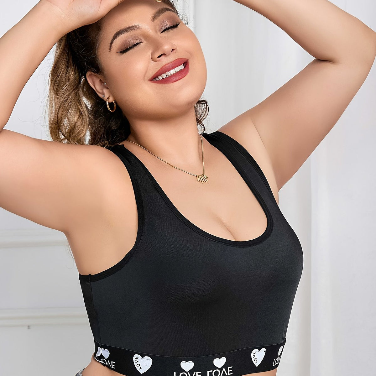 Women's Sports Bra Contrast Letter Tape Racer Back Seamless Yoga