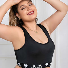  Women's Sports Bra Contrast Letter Tape Racer Back Seamless Yoga