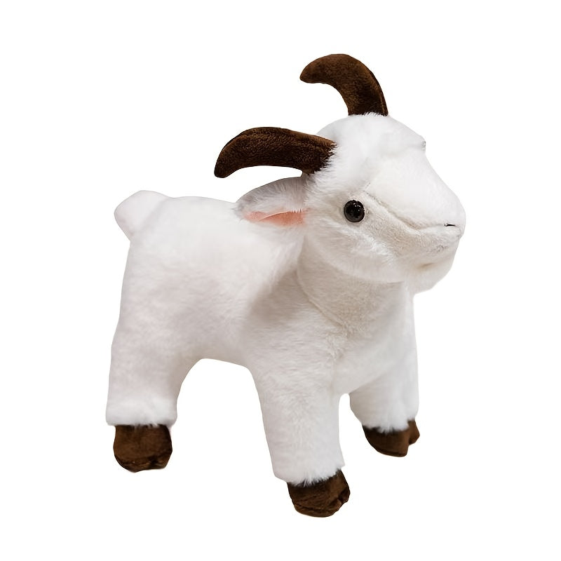 Soft Goat Plush Toy with Expressive Eyes & Horns