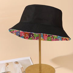 Bear Print Bucket Hat Candy Reversible Sunshade Fisherman Cap