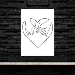 Modern Art Family Hands And Love Wall Sticker Minimalist Style Decor