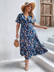  Allover Print Maxi Smock Dress With Belt