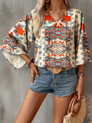  Boho Blouse Women's Floral Print Tunic Top