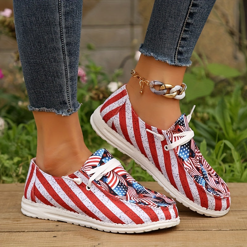 Women's Flag Canvas Loafers Soft Slip On Shoes