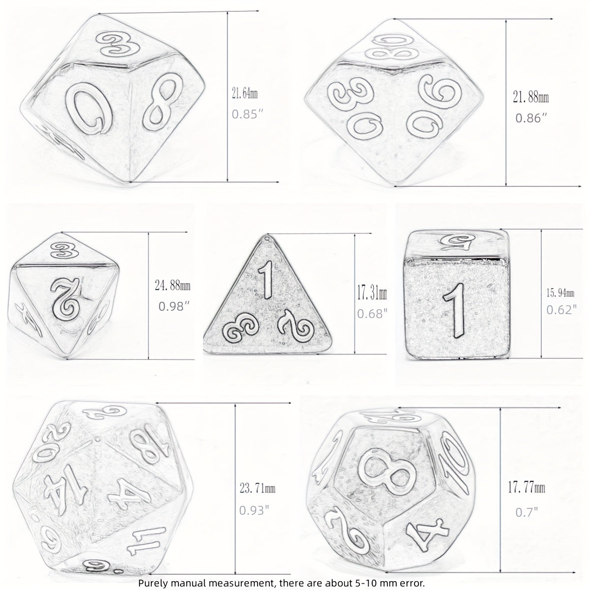 7pcs Antique Brown Polyhedral Dice Set for Board Games