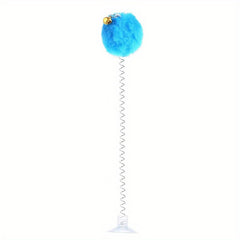 Interactive Plush Cat Toy with Feather Bell and Suction Cup