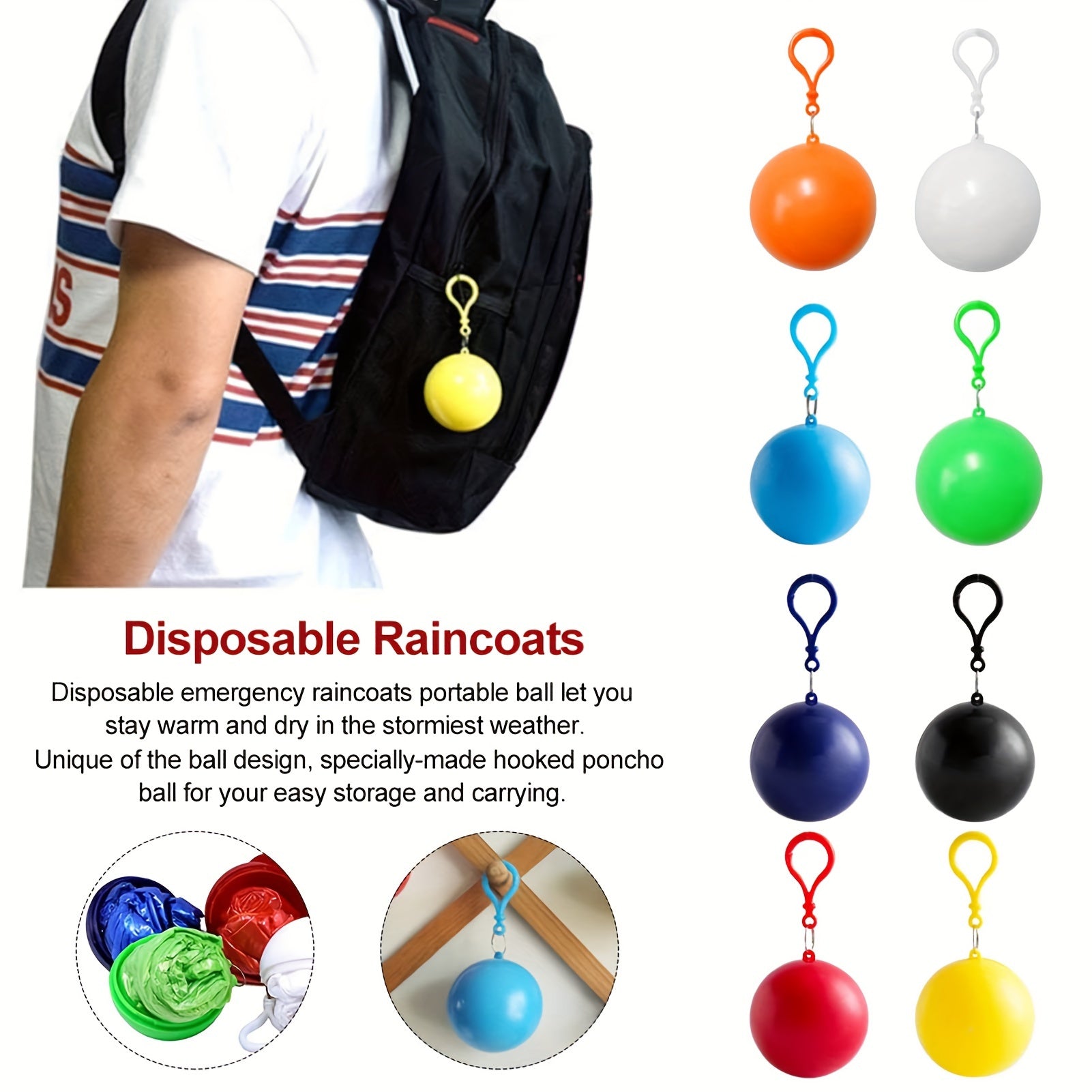 10pcs Adult Rain Ponchos Disposable Emergency Raincoats