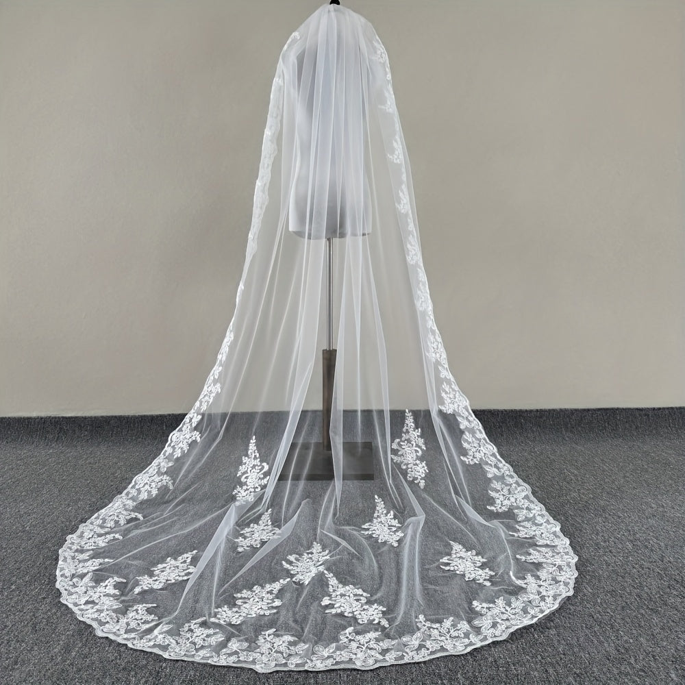 3m Lace Wedding Veil with Comb Ivory Bridal Gown