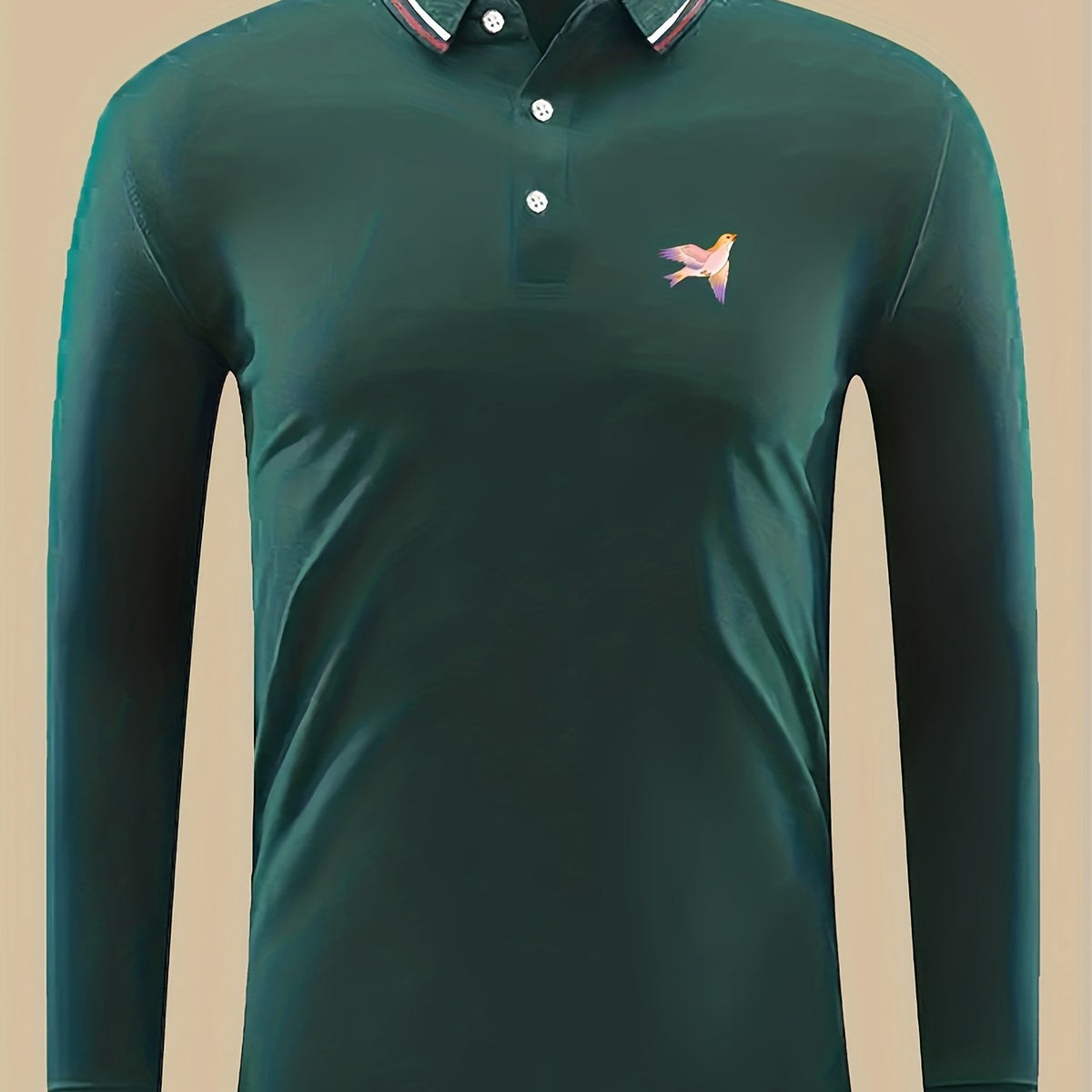 Men's Bird Print Button Up Lightweight Polo