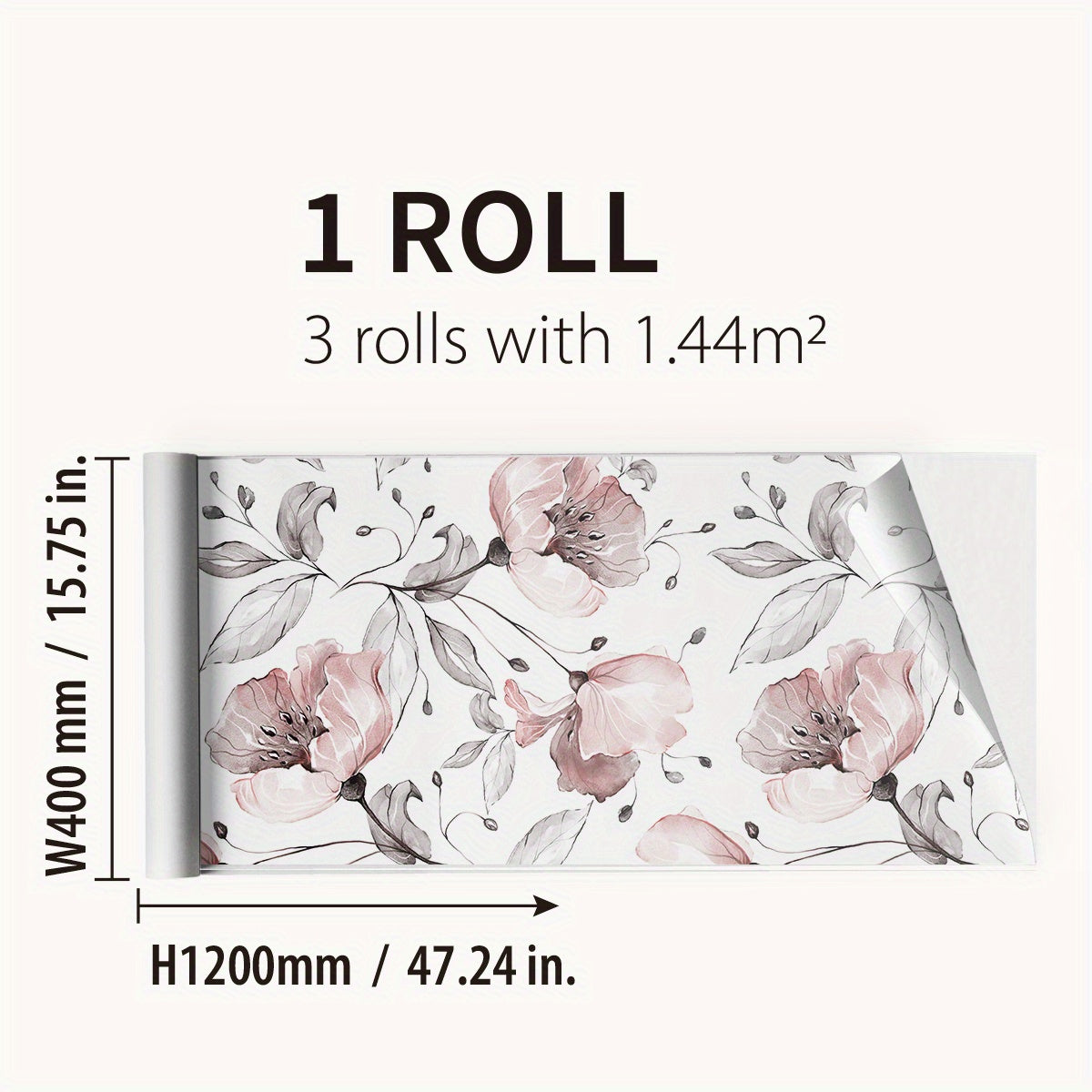 Waterproof Red Flower Printed Window Sticker - 47.24 x 15.75 inches