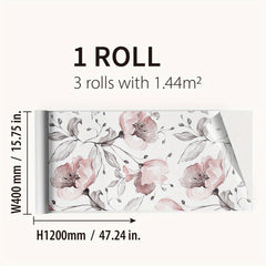 Waterproof Red Flower Printed Window Sticker - 47.24 x 15.75 inches