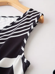 Colorblock Stripe Print V Neck Plus Size Tank Top