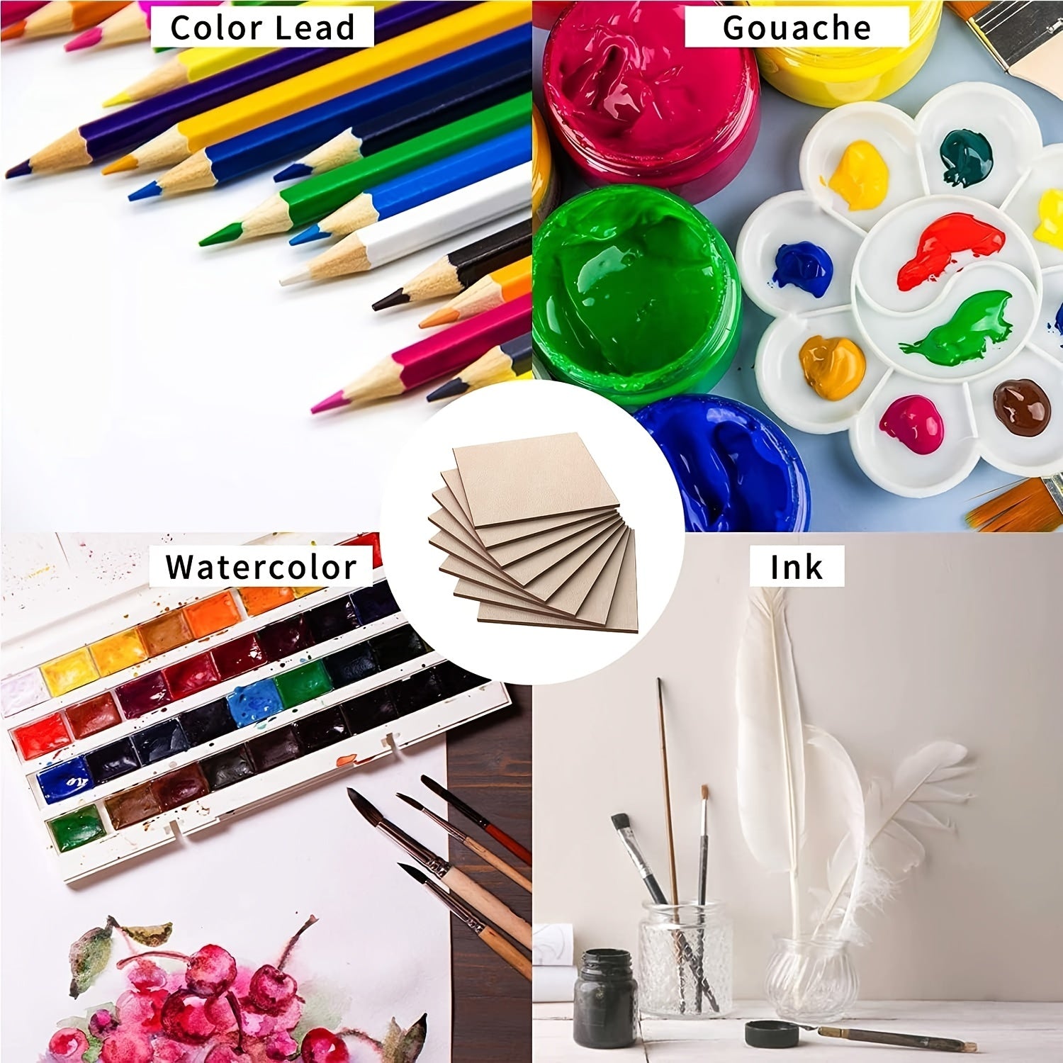 30pcs 10x10cm Blank Wood Squares DIY Crafts Painting Coaster Making