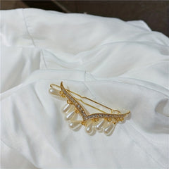 Rhinestone V-shaped Hairpin Pearl Tassel Frog Buckle Hair Accessories