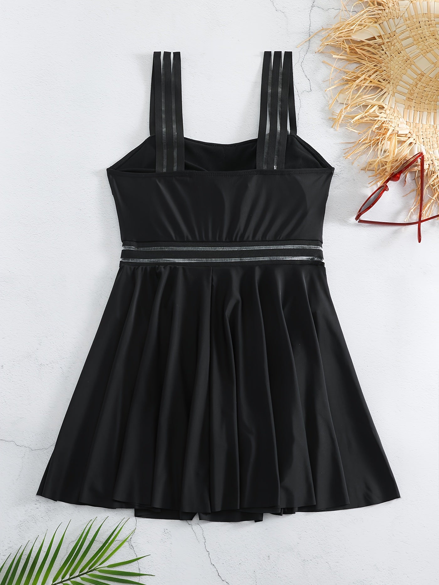  Sexy Swimsuit Mesh High Waist Skirted One Piece