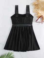  Sexy Swimsuit Mesh High Waist Skirted One Piece