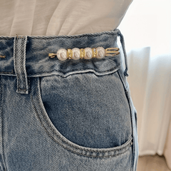 2 Pack Faux Pearl Waist Safety Pin Brooch for Pants Dress Skirt